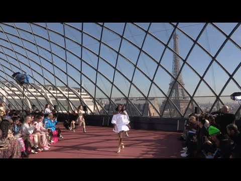 Models and designers on the runway for the Marques'Almeida Fashion Show