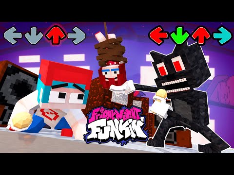 Monster School Friday Night Funkin Boyfriend vs Cartoon Cat | FNF Battle | Minecraft Animation