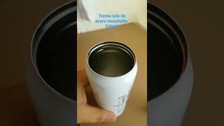 termo lata doble capa acero inoxidable, tapa rosca con popote