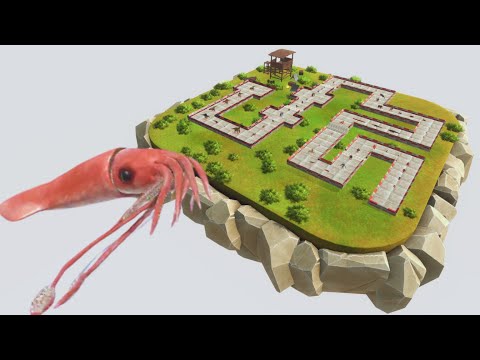 Giant Squid Death Run Fight Battle - ARBS Animal Revolt Battle Simulator