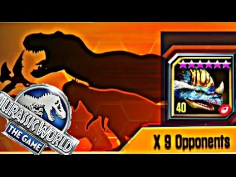 CERAZINOSAURUS VS 9 DINOS - NO BLOCKS - JURASSIC WORLD THE GAME