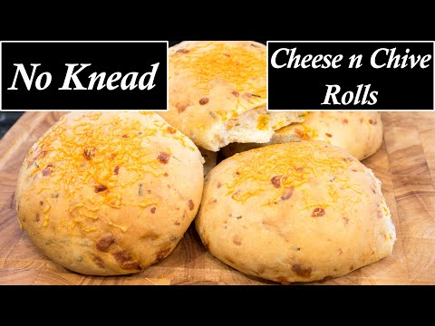 Cheese & Chive Rolls (No Knead recipe)