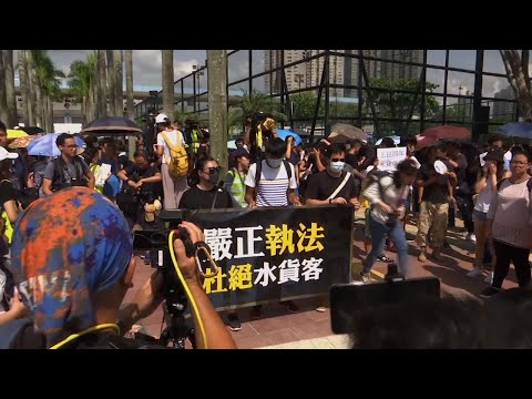 Several thousand people marched in Hong Kong against traders from mainland China on Saturday in what is fast becoming a summer of unrest in the semi-autonomous Chinese territory. (July 13)