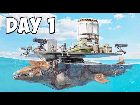 Surviving SOLO On A Mosasaurus Day 1 ARK