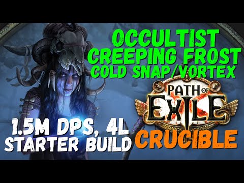 POE 3.21, 3.22 Starter Build: Occultist Creeping Frost + Cold Snap, 1.5M DPS, 4L