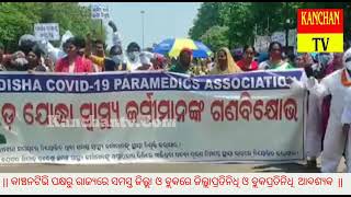 Movement of Covid warriors in Lower PMG. Protest wearing PPE kit