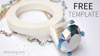 DIY giant diamond ring out of paper, FREE template