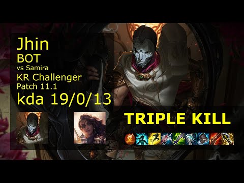 Jhin ADC & Sett vs Samira & Leona - KR Challenger 19/0/13 Patch 11.1 Gameplay // [롤] 진 vs 사미라
