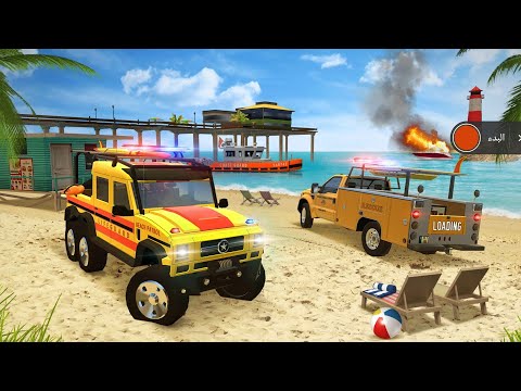 EMS Beach Emergency Ambulance Driving - Coast Guard Beach Rescue Team - Android ...