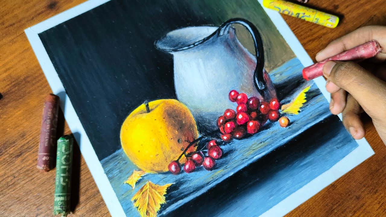 How to draw STILL LIFE Drawing with oil pastel | Still Life drawing for beginners | Tutorial