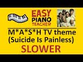 EASY Piano MASH Tv Theme Keyboard Tutorial SLOW M A S H Suicide Is Painless By EPT