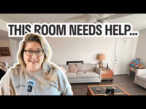 Fixing This Messy Gray Rental Living Room | Complete Living Room Makeover