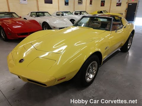 1974 Bright Yellow Corvette Automatic Saddle Interior For Sale Video