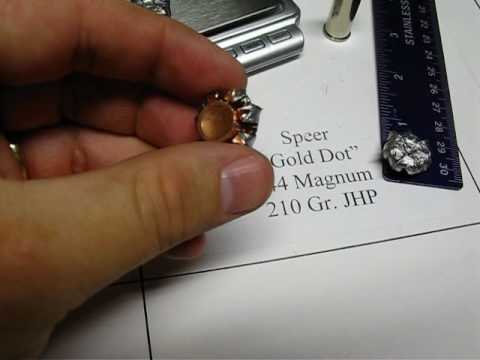 Speer Gold Dot .40 S\u0026W 180 gr JHP SIM-TEST w/denim