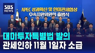 대미투자특별법 발의…관세인하 11월 1일자 소급 / SBS