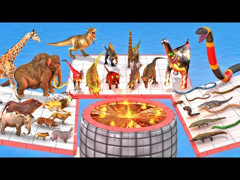 Who Can Jump Over Or Fall Into LAVA? Animals VS Reptiles VS Dinosaurs Animal Revolt Battle Simulator