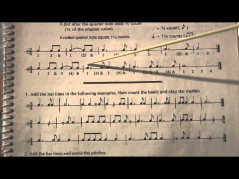 Rhythm tutorial 3/4 time ties dotted quarter notes quarter notes whole notes