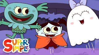 Five Little Monsters Jumping On The Bed | Kids Halloween Song | Super Simple Songs