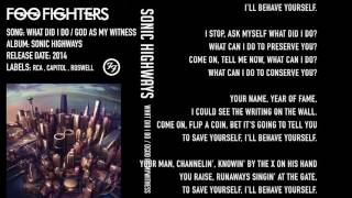 Foo Fighters - What did I do / God as my Witness - Lyrics