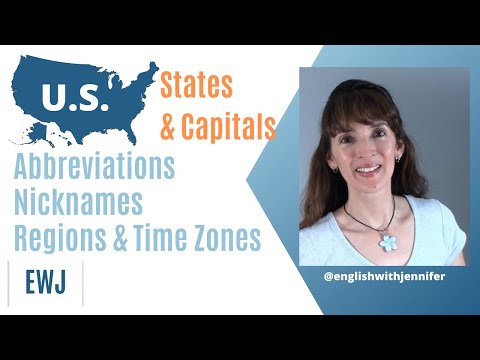 U.S. States, Capitals, Regions & Time Zones | English with Jennifer