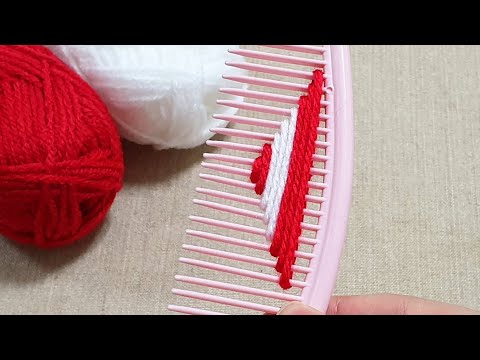 2 Super Easy Woolen Flower Making Trick using Hair comb - Embroidery Flower Design - No Crochet -DIY