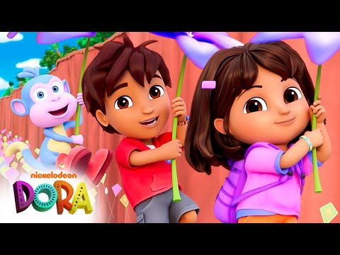 Dora and Diego Fly on Floating Flowers! 🌸 Full Scene | Dora & Friends