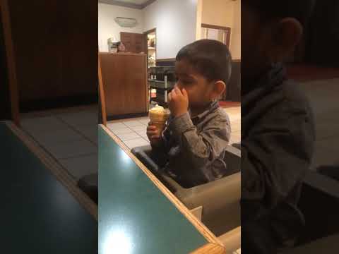 Aayan eating ice cream