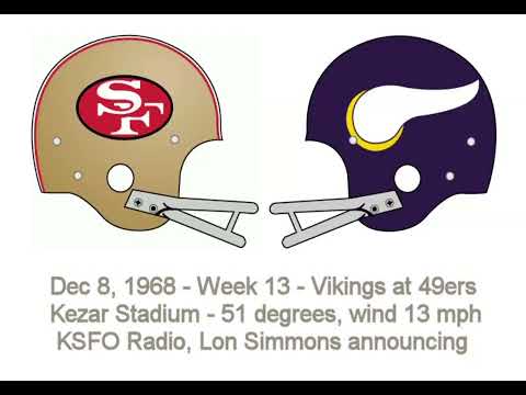 {RE-UPLOAD} 1968 - Week 13 - Vikings at 49ers - Lon Simmons Radio/Video Merge - 1440p/60fps