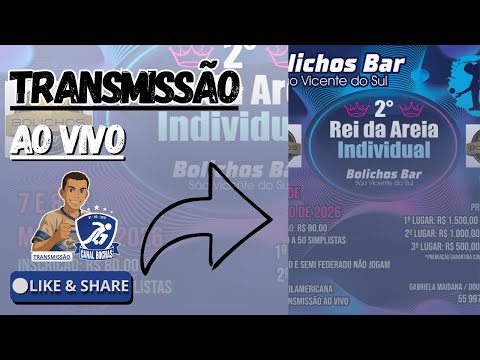 TRANSMISSÃO AO VIVO: 2° Rei Da Areia Individual - São Vicente do Sul - 2° FASE