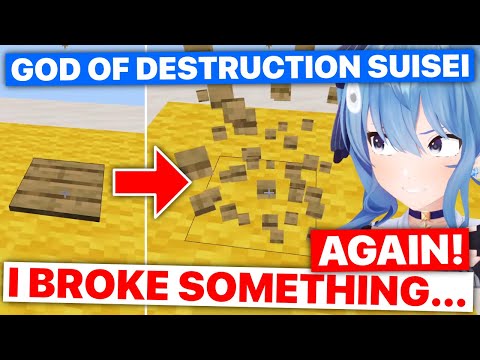 Insane Suisei Destroys Minecraft World! Watch Now!
