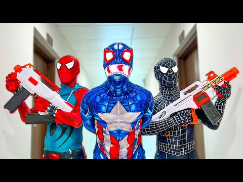 TEAM SPIDER-MAN vs BAD GUY TEAM | RESCUE BLUE spider's From BAD-HERO ( Live Action ) - Follow Me
