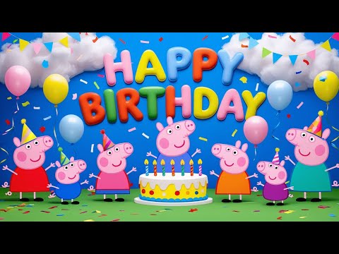 🎉 Peppa Pig-Themed Happy Birthday Backdrop – Perfect for Kids' Party Decorations! | 4K | 2.5hours🎈🐷