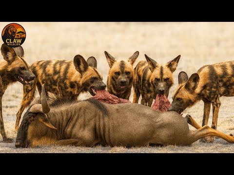 African Wild Dog: Hyenas and wild dogs in a bloody hunt #wildlife | Animal documentary
