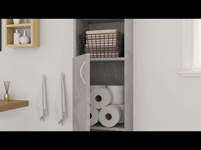 Video teaser for 802880 vidaXL Bathroom Cabinet Concrete Grey 32x25,5x190 cm Engineered Wood