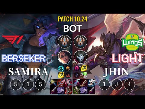 T1 Berseker Samira vs JAG Light Jhin Bot - KR Patch 10.24