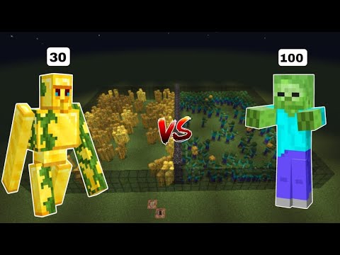 30x Gold Golem Vs 100x Every mob in Minecraft | Minecraft Mob Battle ||