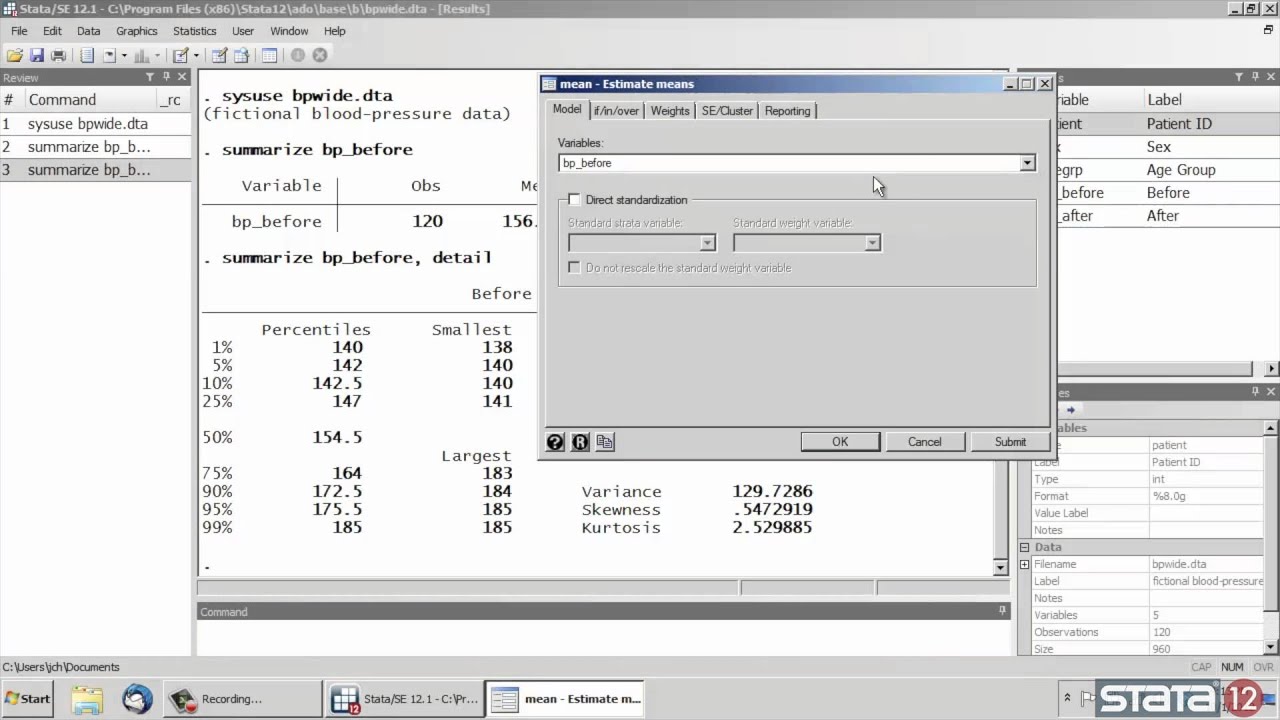 Descriptive statistics in Stata®