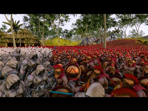 20000 SPARTANS VS 16000 WILD MANS - Ultimate Epic Battle Simulator 2 UEBS2