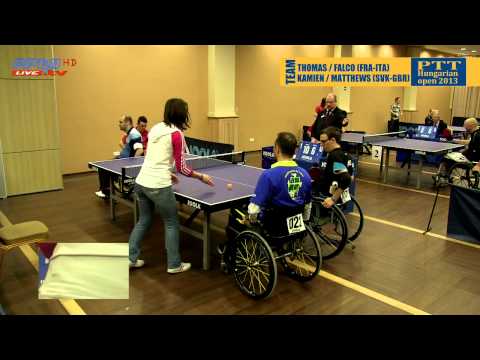 Para Table tennis Open 2013 Eger - Thomas/Falco FRA/ITA vs. Matthews/Kamien GBR/SVK wheelchair team