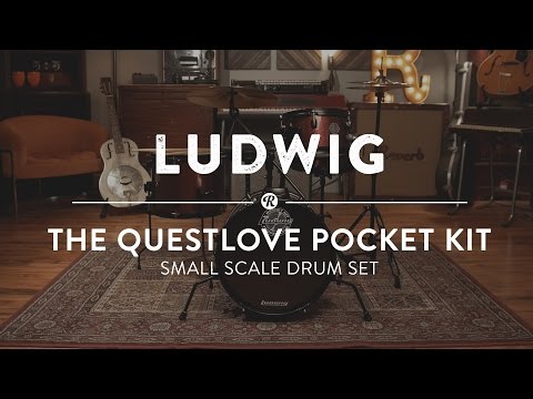 Ludwig LC178X016 Questlove Pocket Kit 4-Piece Junior Drum Set for Kids, Black Sparkle image 2