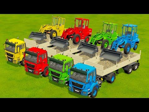 LOAD STONES AND TRANSPORT WITH COLORED TRACTORS & MAN TRUCKS - Farming Simulator 22