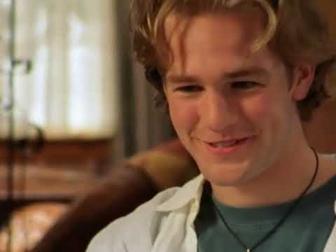 Dawson’s Creek official trailer still with Dawson, Joey, Pacey and Jen on the dock — the era-defining teen-TV sound