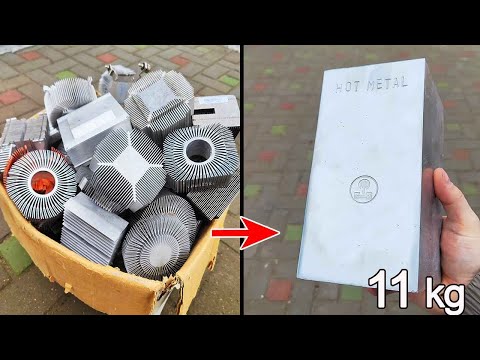 Huge Aluminum Cubes Casting - Melting CPU Radiators