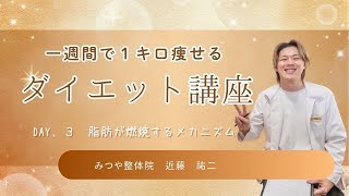 1週間で1キロ痩せるダイエット講座「Day.3 痩せるのはこのタイミング！脂肪が燃焼するメカニズム 」