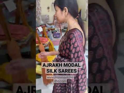 New Modal Gajji Silk Ajrakh Print With Bandhani Saree