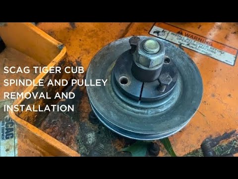 Scag Tiger Cub mower deck spindle hub/pulley removal and installation