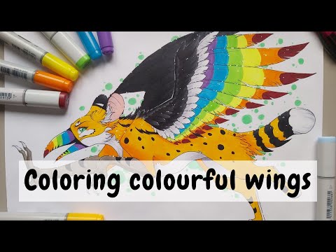Coloring colorful Wings with Copic Markers (+ a bleeding Copic) // Speed Painting // Cianiati