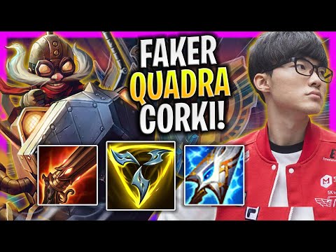 FAKER IS INSANE WITH CORKI! *QUADRAKILL* - T1 Faker Plays Corki Mid vs Orianna! | Season 2024