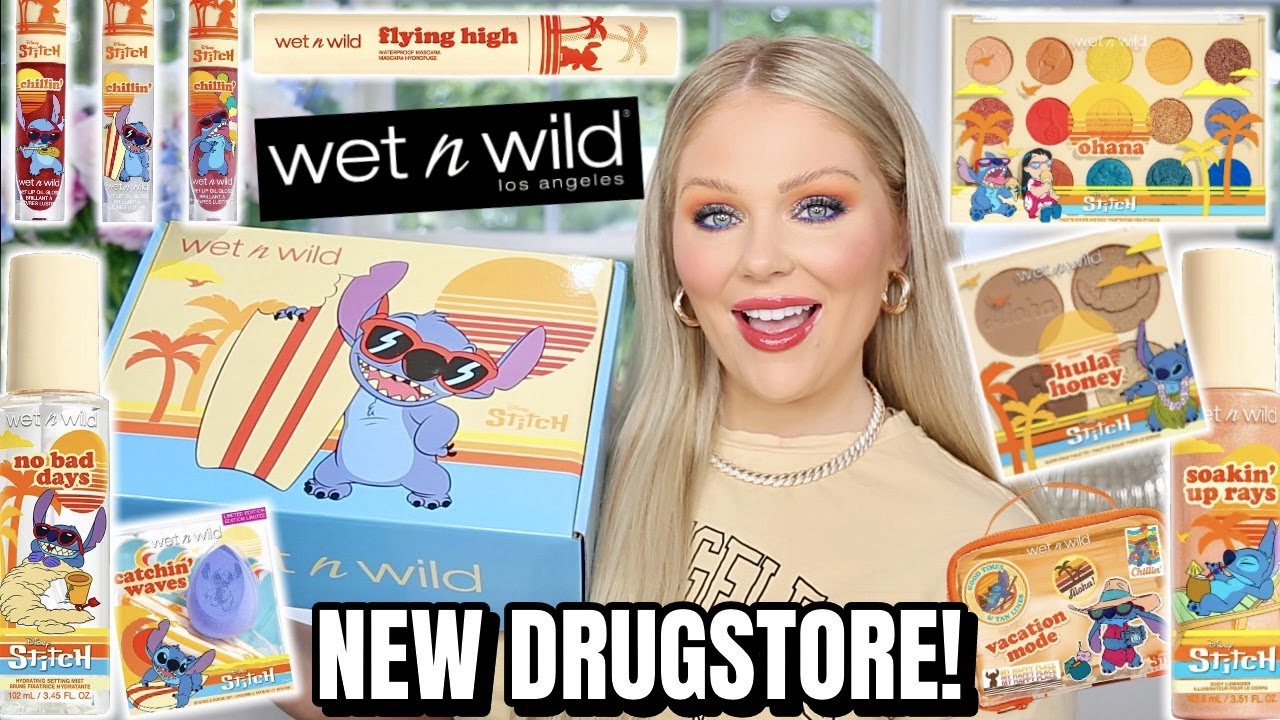 NEW WET N WILD MAKEUP TESTED 😍 WET N WILD x STITCH COLLECTION FIRST IMPRESSIONS TUTORIAL!