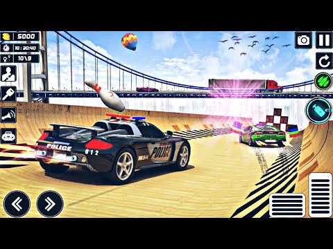 US Police Car Driving Stunts Racing 2023 || Impossible Ramp Car Simulator 3D  || Unique Games